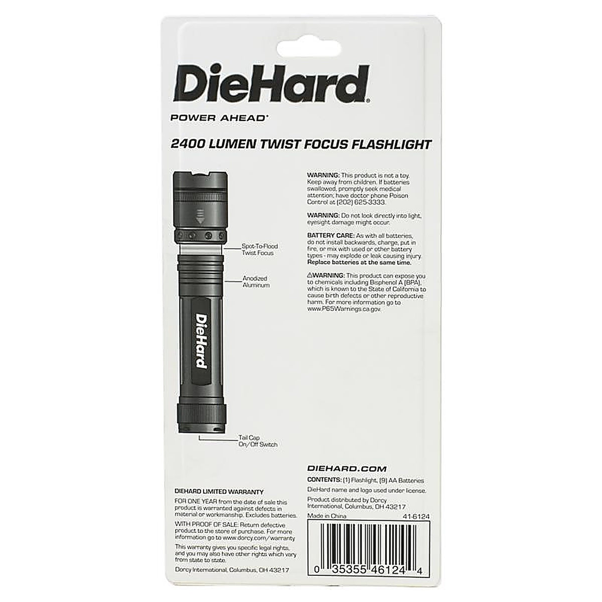 Dorcy 41-6124 DieHard 2400 lumens Gray LED Flashlight AA Battery