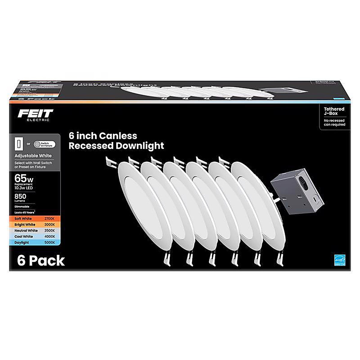 Feit Electric LEDR6XT/5CCT/6 White 6 in. W LED Recessed Downlight 13 W