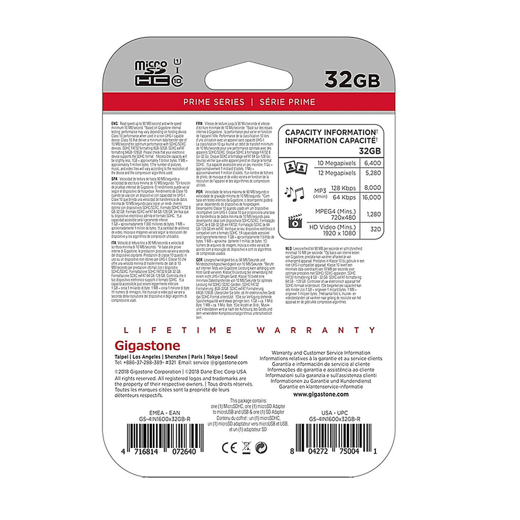 Gigastone GS-4IN1600X32GB 32 Micro SD Flash Memory Universal Pack 1 pk