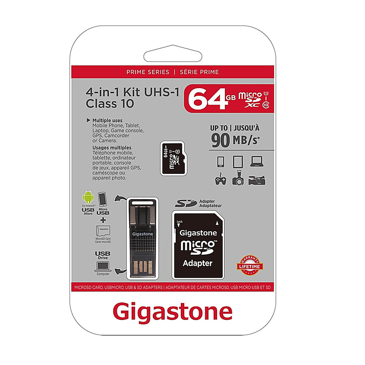 Gigastone GS-4IN1600X64GB 64 Micro SD Flash Memory Universal Pack 1 pk
