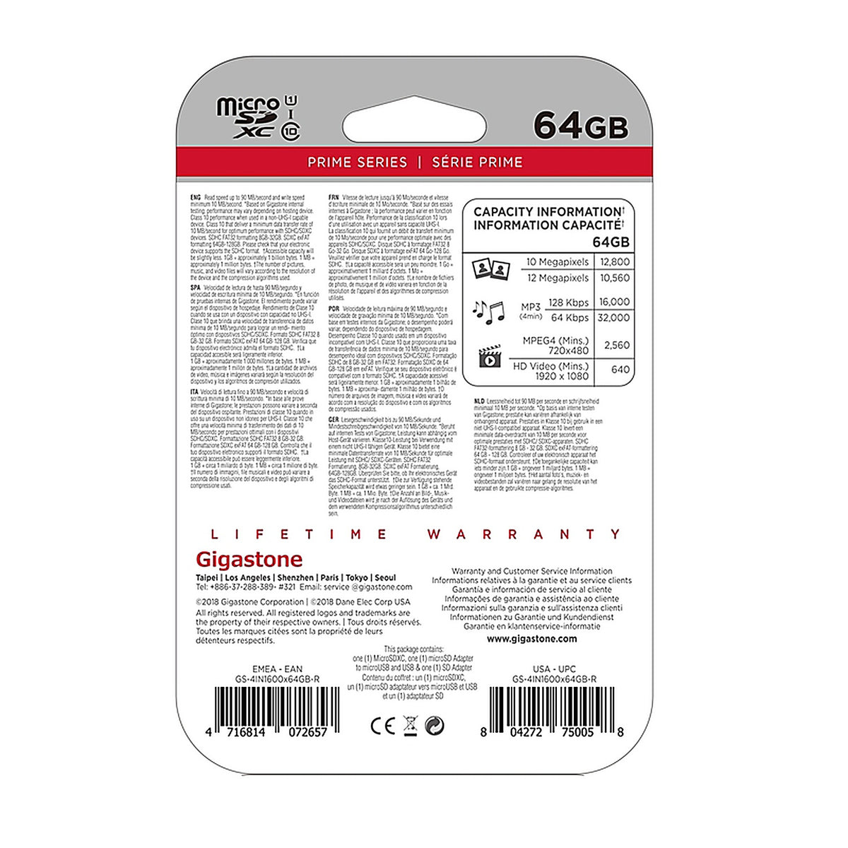 Gigastone GS-4IN1600X64GB 64 Micro SD Flash Memory Universal Pack 1 pk