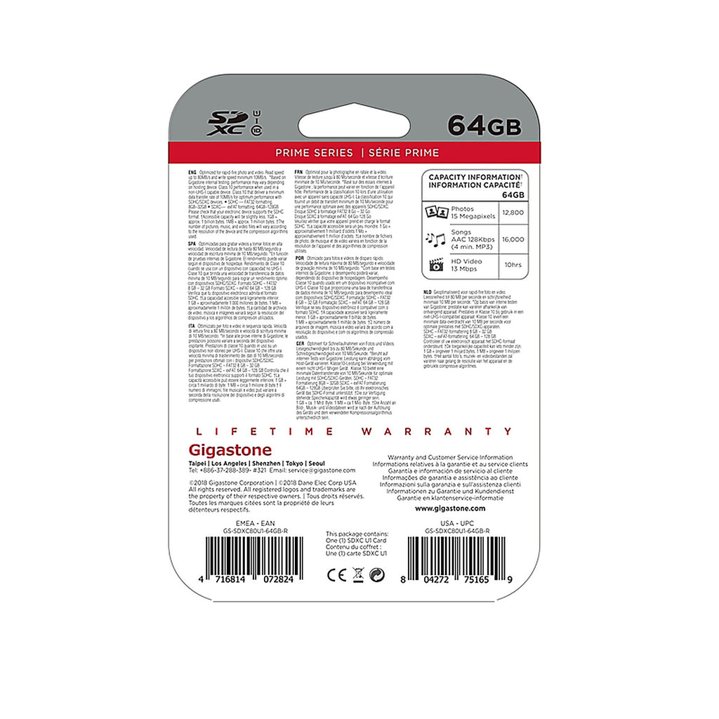 Gigastone GS-SDHC80U164G 64 GB SDXC Flash Memory Card 1 pk