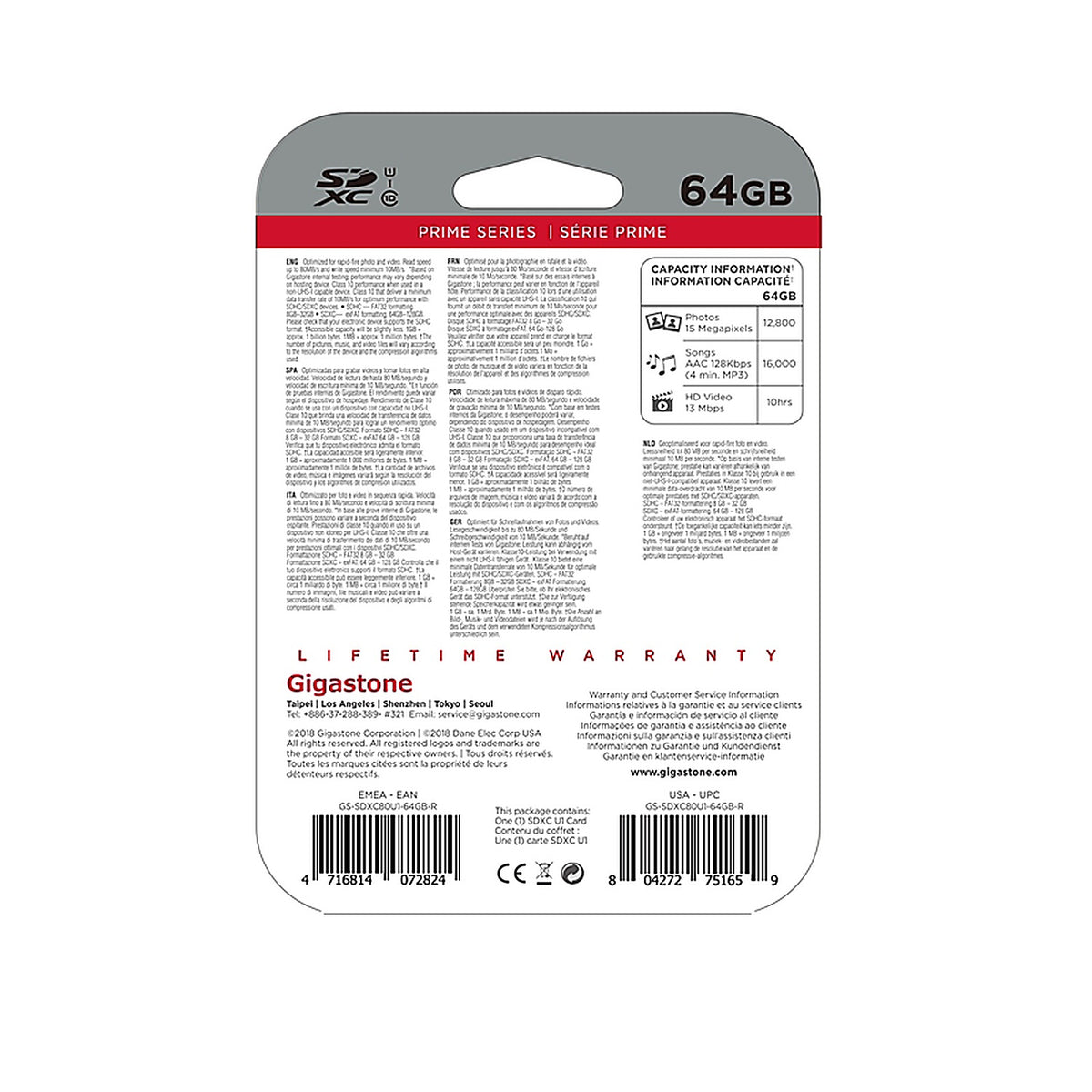 Gigastone GS-SDHC80U164G 64 GB SDXC Flash Memory Card 1 pk
