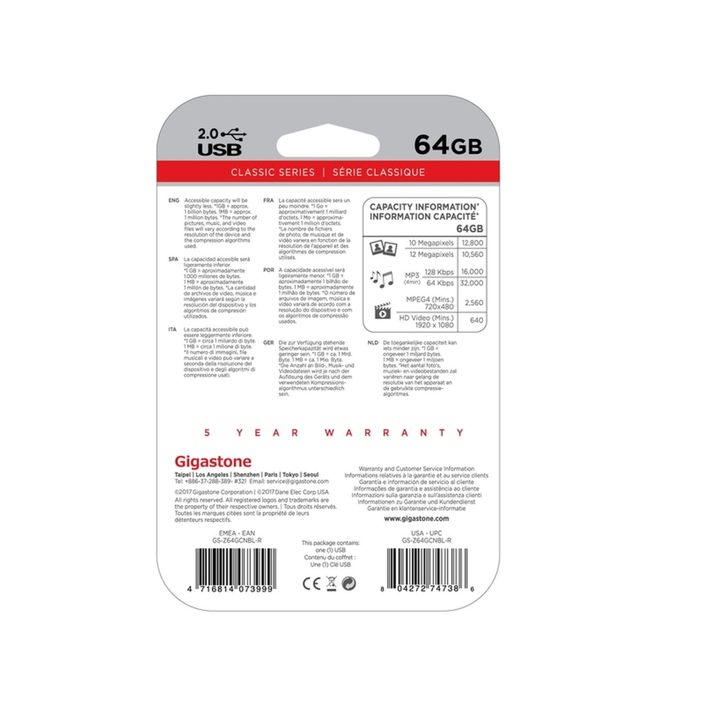Gigastone GS-Z64GCNBL-R 64 USB Flash Drive 1 pk