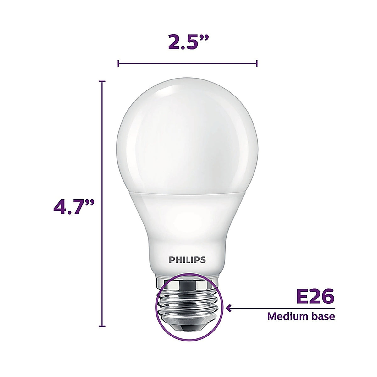 Philips - 479444 - A19 E26 (Medium) LED Bulb Warm White 60 Watt Equivalence 1 Pack