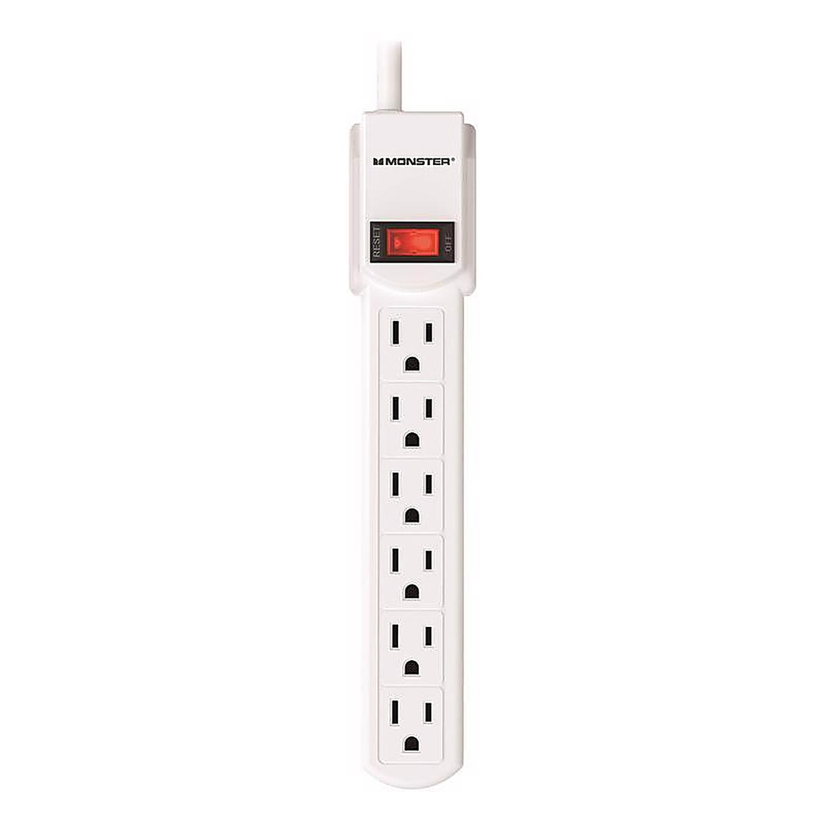 Monster - 1700 - Just Power It Up 3 Ft. L 6 Outlets Power Strip White