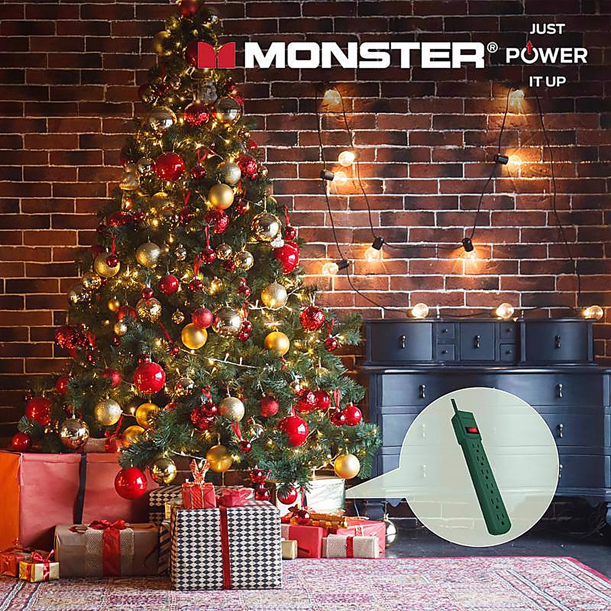 Monster - 1701 - Just Power It Up 3 Ft. L 6 Outlets Power Strip Green