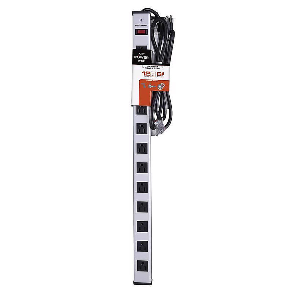 Monster - 1704 - Just Power It Up 6 Ft. L 12 Outlets Power Strip Silver