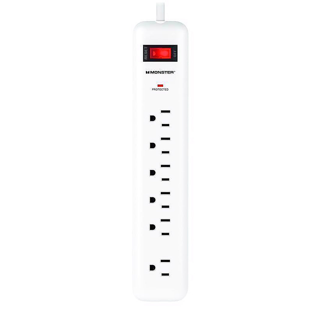 Monster - 1800 - Just Power It Up 4 Ft. L 6 Outlets Surge Protector White 1080 J