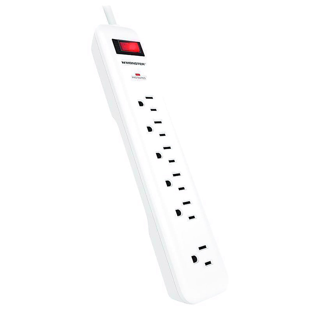 Monster - 1800 - Just Power It Up 4 Ft. L 6 Outlets Surge Protector White 1080 J