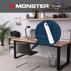 Monster - 1800 - Just Power It Up 4 Ft. L 6 Outlets Surge Protector White 1080 J