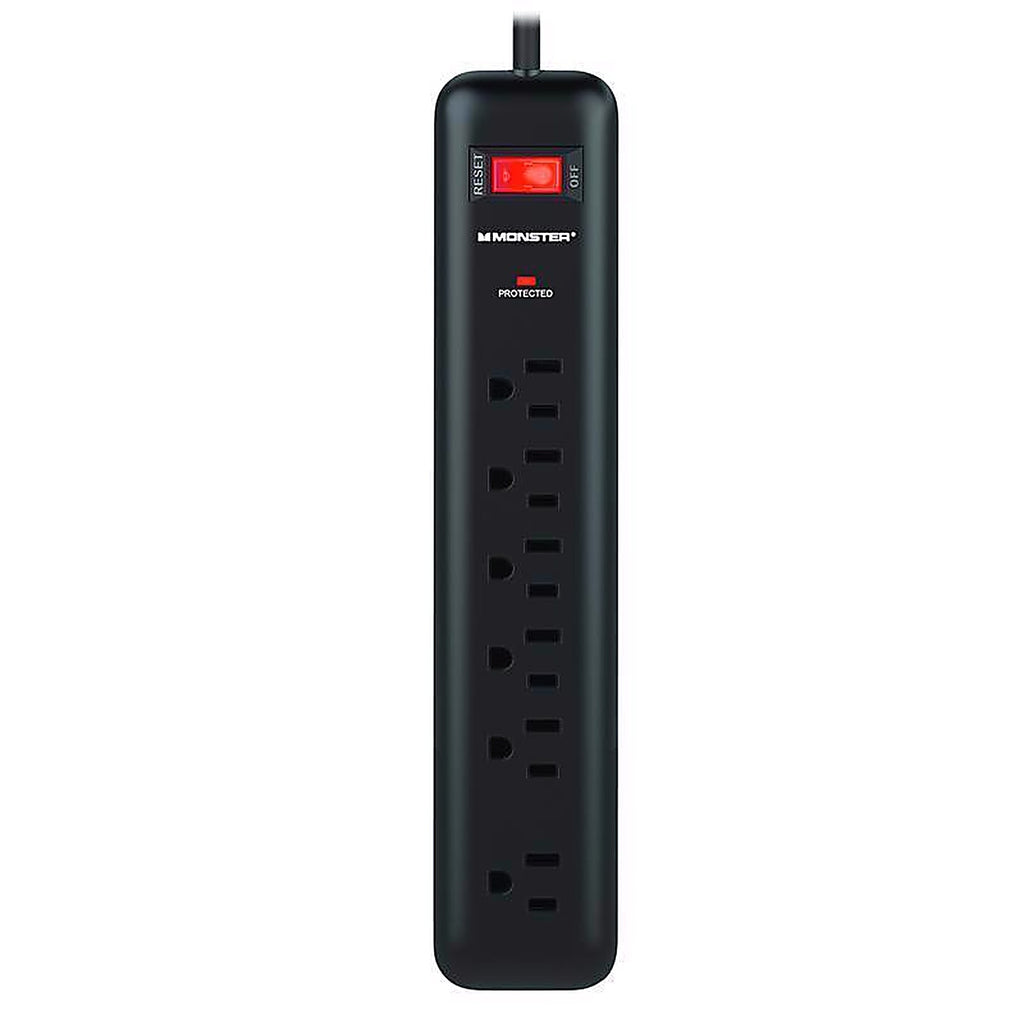 Monster - 1801 - Just Power It Up 4 Ft. L 6 Outlets Surge Protector Black 1080 J