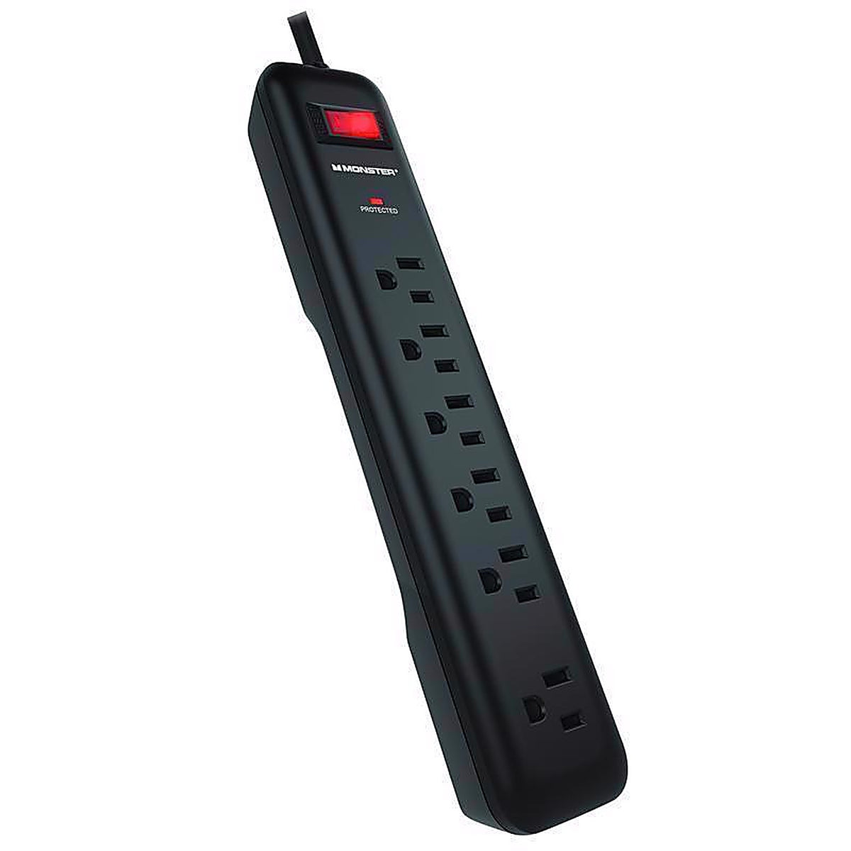 Monster - 1801 - Just Power It Up 4 Ft. L 6 Outlets Surge Protector Black 1080 J