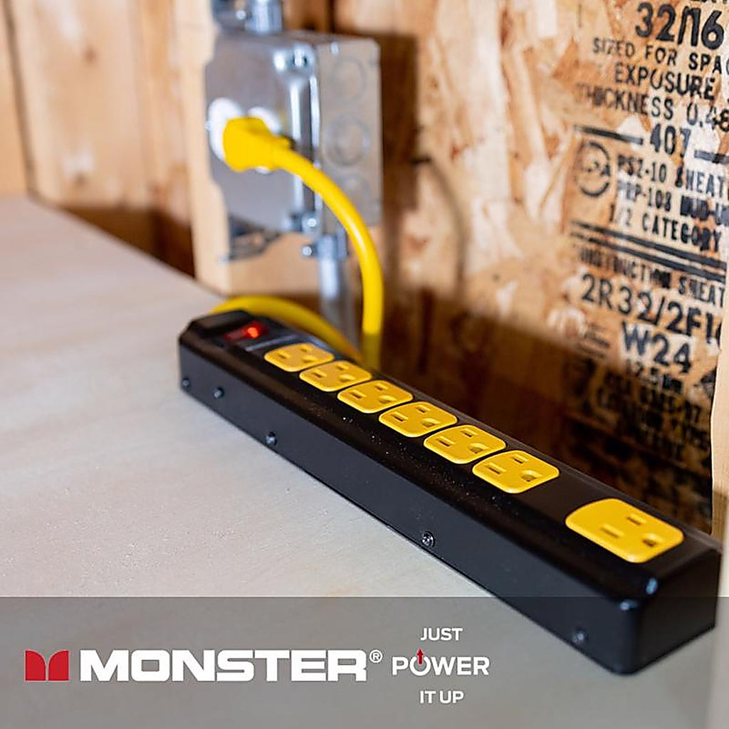 Monster - 1802 - Just Power It Up 4 Ft. L 7 Outlets Surge Protector Black 1080 J