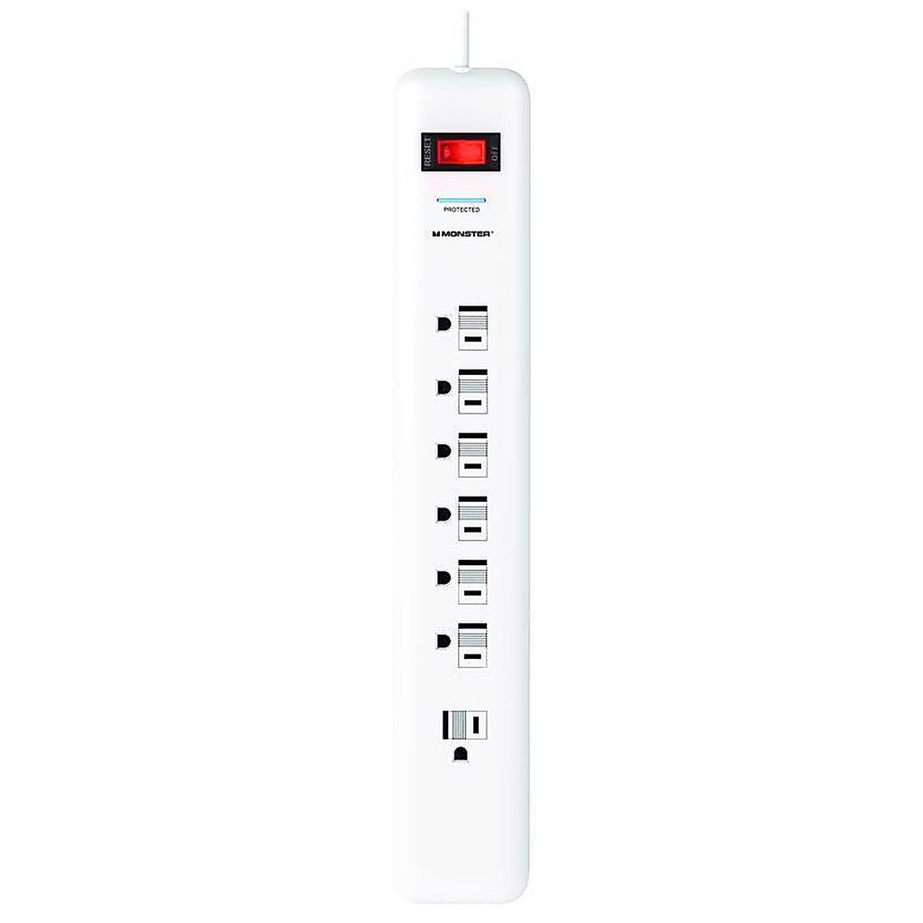 Monster - 1805 - Just Power It Up 6 Ft. L 7 Outlets Surge Protector White 1080 J