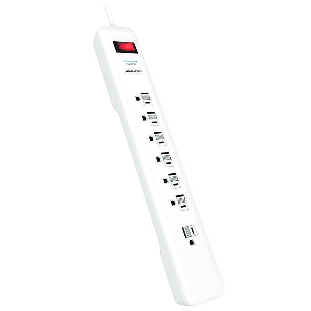 Monster - 1805 - Just Power It Up 6 Ft. L 7 Outlets Surge Protector White 1080 J
