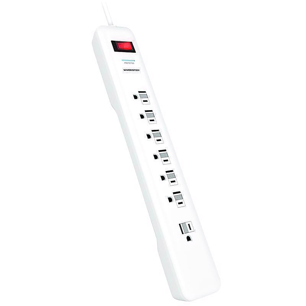 Monster - 1805 - Just Power It Up 6 Ft. L 7 Outlets Surge Protector White 1080 J