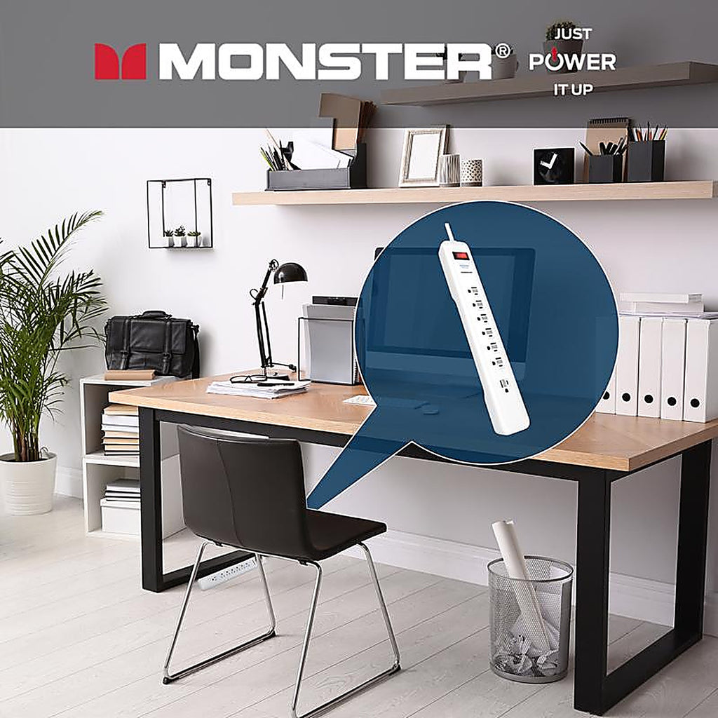 Monster - 1805 - Just Power It Up 6 Ft. L 7 Outlets Surge Protector White 1080 J