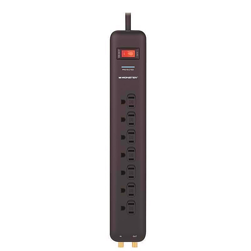 Monster - 1806 - Just Power It Up 6 Ft. L 7 Outlets Surge Protector Black 1080 J