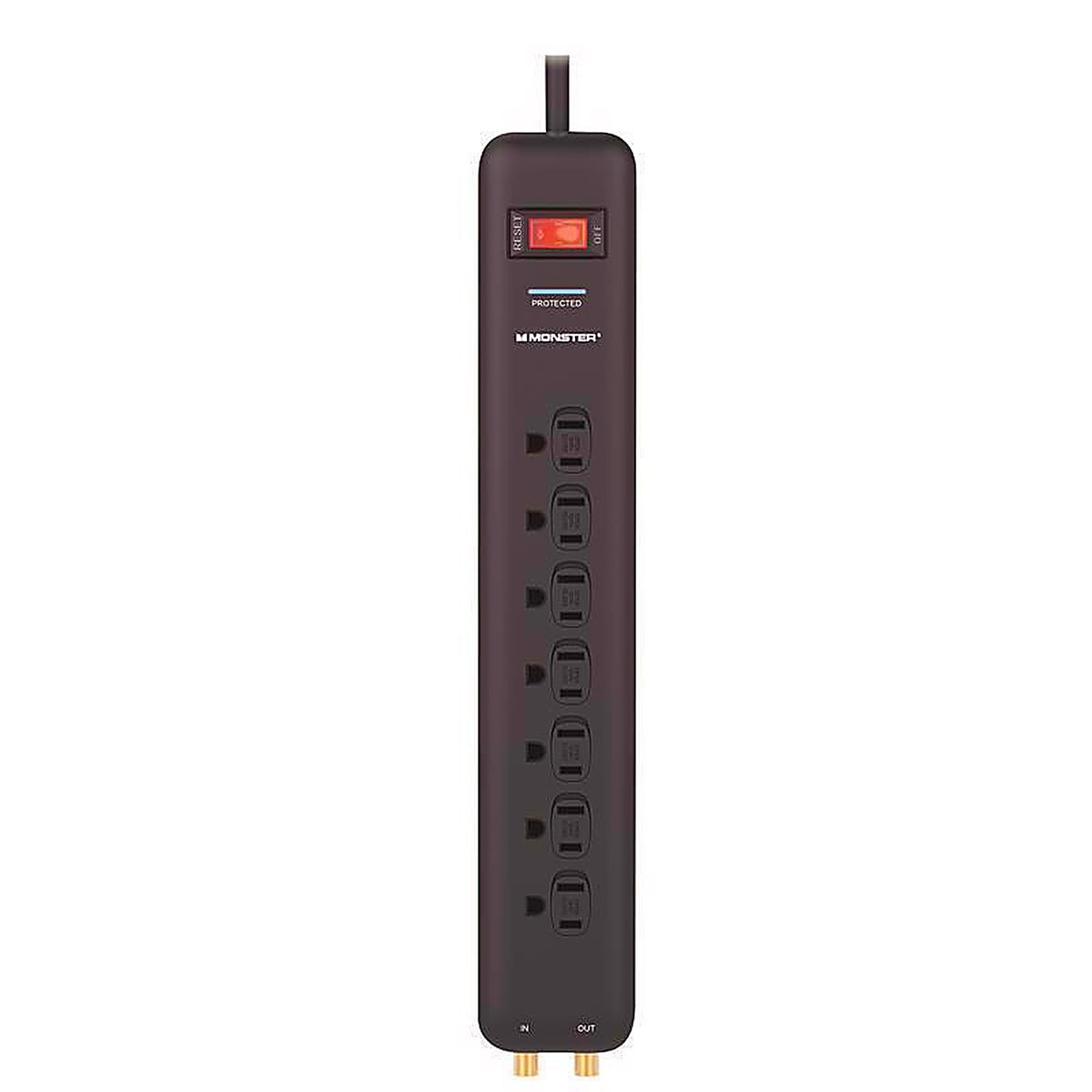 Monster - 1806 - Just Power It Up 6 Ft. L 7 Outlets Surge Protector Black 1080 J