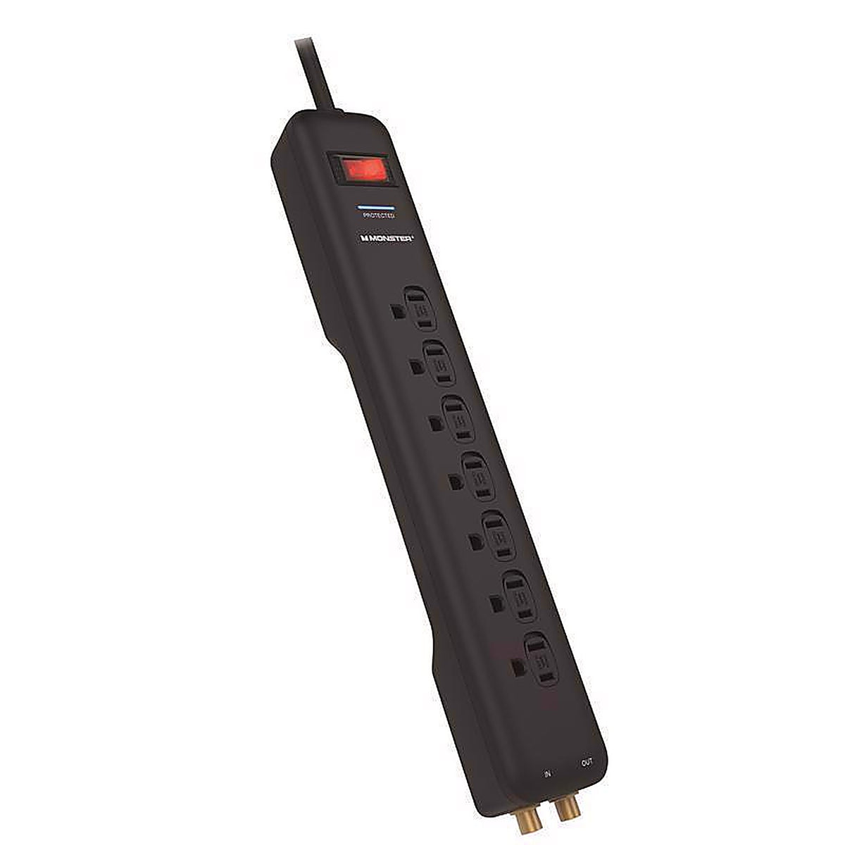 Monster - 1806 - Just Power It Up 6 Ft. L 7 Outlets Surge Protector Black 1080 J