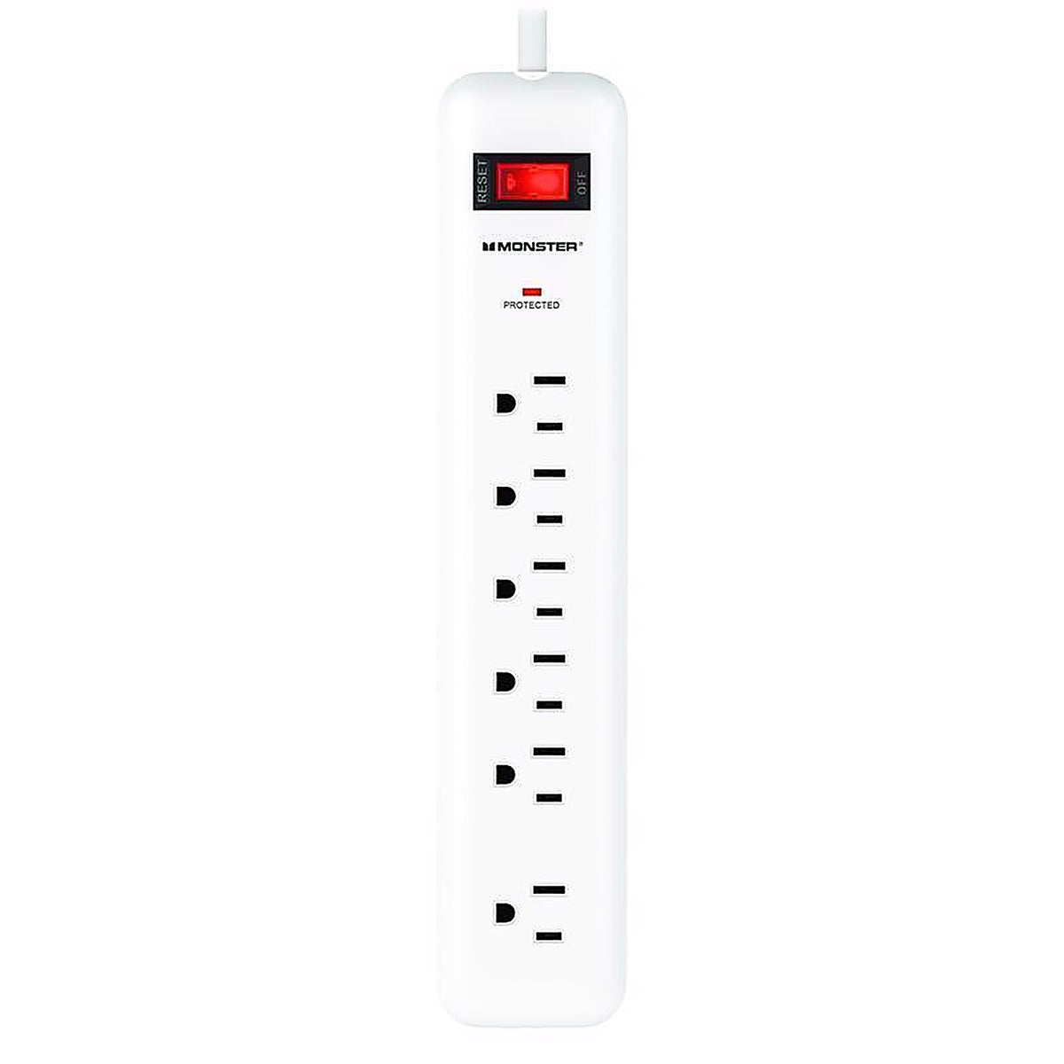 Monster - 1808 - Just Power It Up 15 Ft. L 6 Outlets Surge Protector White 1080 J