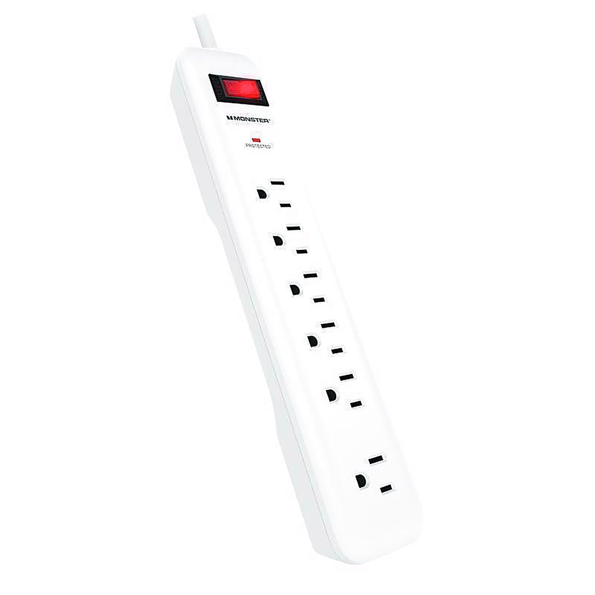 Monster - 1808 - Just Power It Up 15 Ft. L 6 Outlets Surge Protector White 1080 J