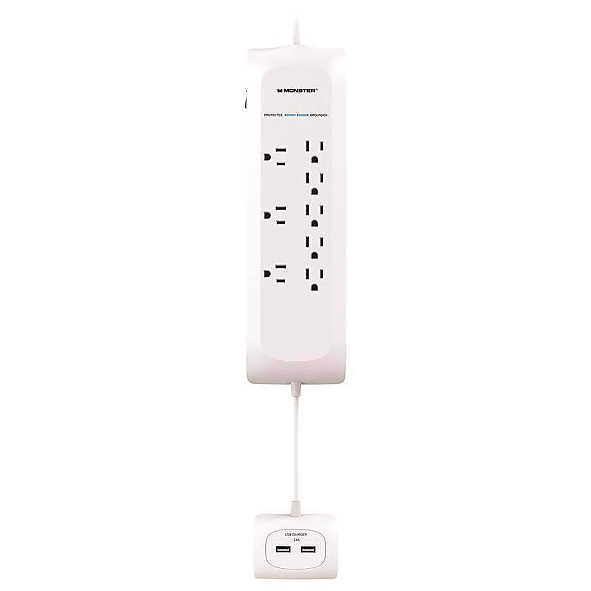Monster - 1810 - Just Power It Up 4 Ft. L 8 Outlets Surge Protector w/USB White 1080 J