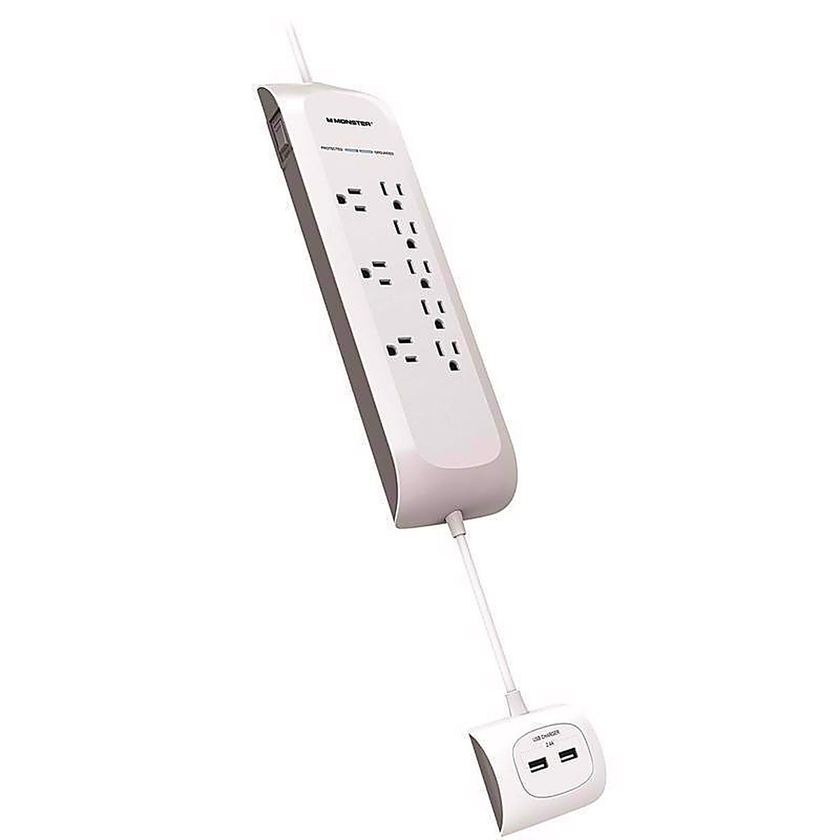 Monster - 1810 - Just Power It Up 4 Ft. L 8 Outlets Surge Protector w/USB White 1080 J