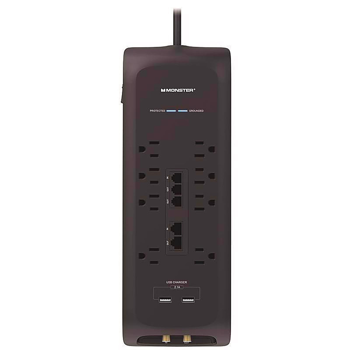 Monster - 1812 - Just Power It Up 6 Ft. L 8 Outlets Surge Protector w/USB Black 2160 J