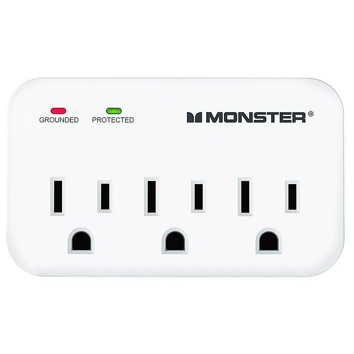 Monster - 1601 - Just Power It Up 0 Ft. L 3 Outlets Wall Tap Surge Protector White 1200 J
