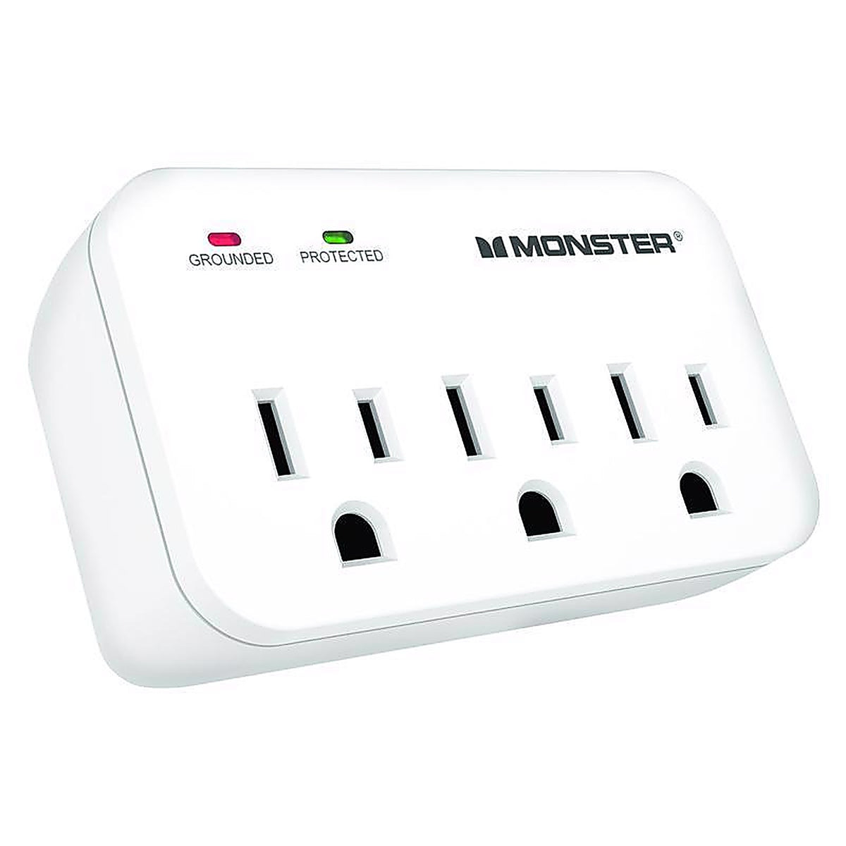 Monster - 1601 - Just Power It Up 0 Ft. L 3 Outlets Wall Tap Surge Protector White 1200 J