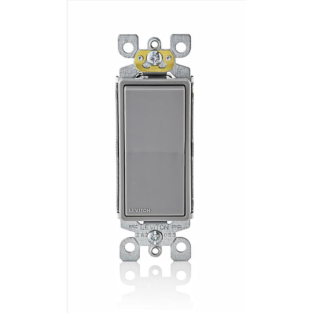 Leviton 5601-GS Decora 15 amps Single Pole Rocker AC Quiet Switch Gray 1/Pack