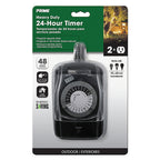 Prime TNO24111-RC Outdoor 24 Hour Mechanical Timer With Two Grounded Outlets 125 volt Black