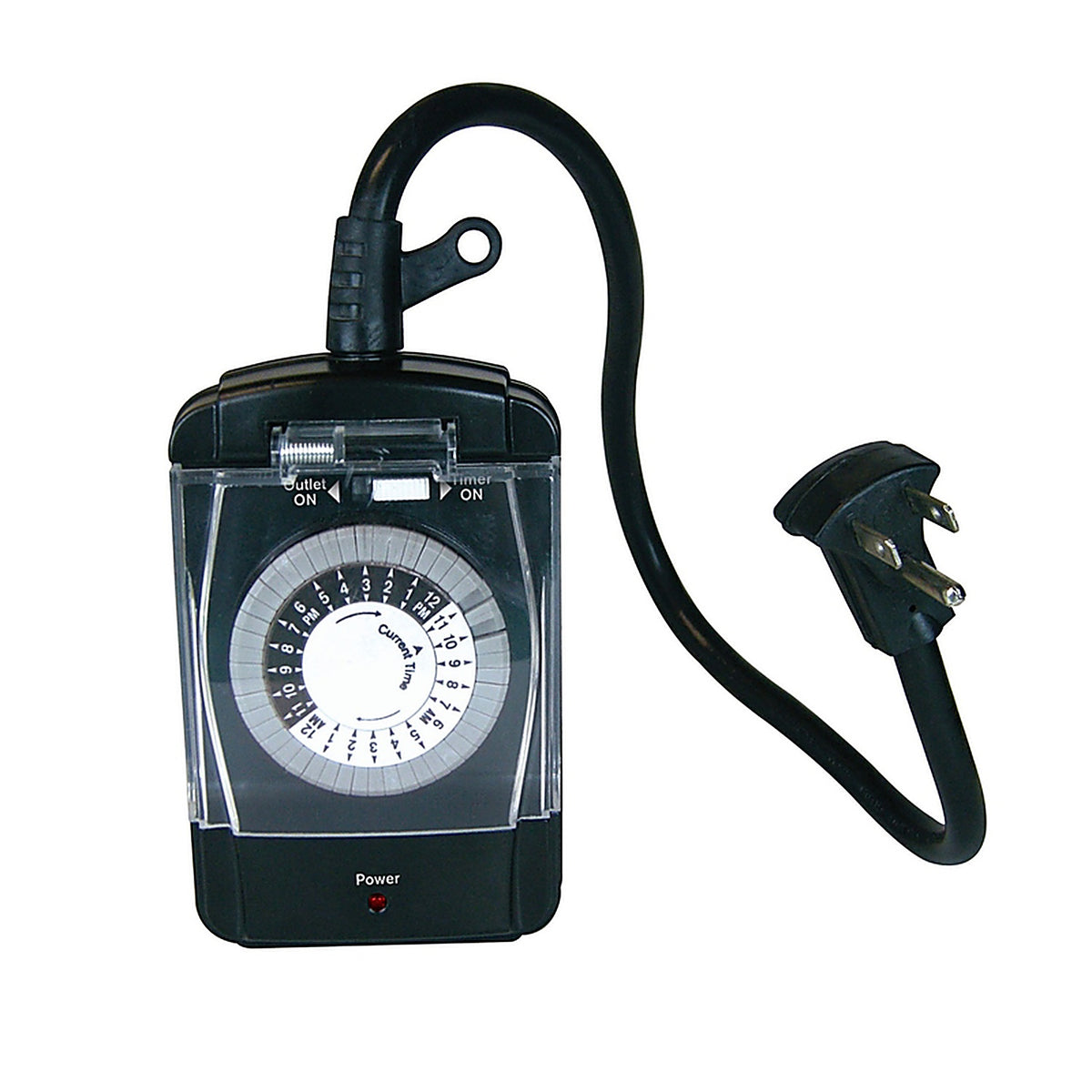 Prime TNO24111-RC Outdoor 24 Hour Mechanical Timer With Two Grounded Outlets 125 volt Black