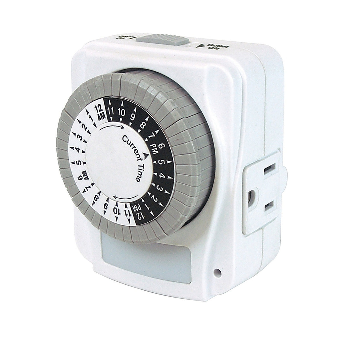 Prime TNINL2412-RC Indoor 24 Hour Mechanical Timer with Nightlight and Grounded Outlet 125 volt White