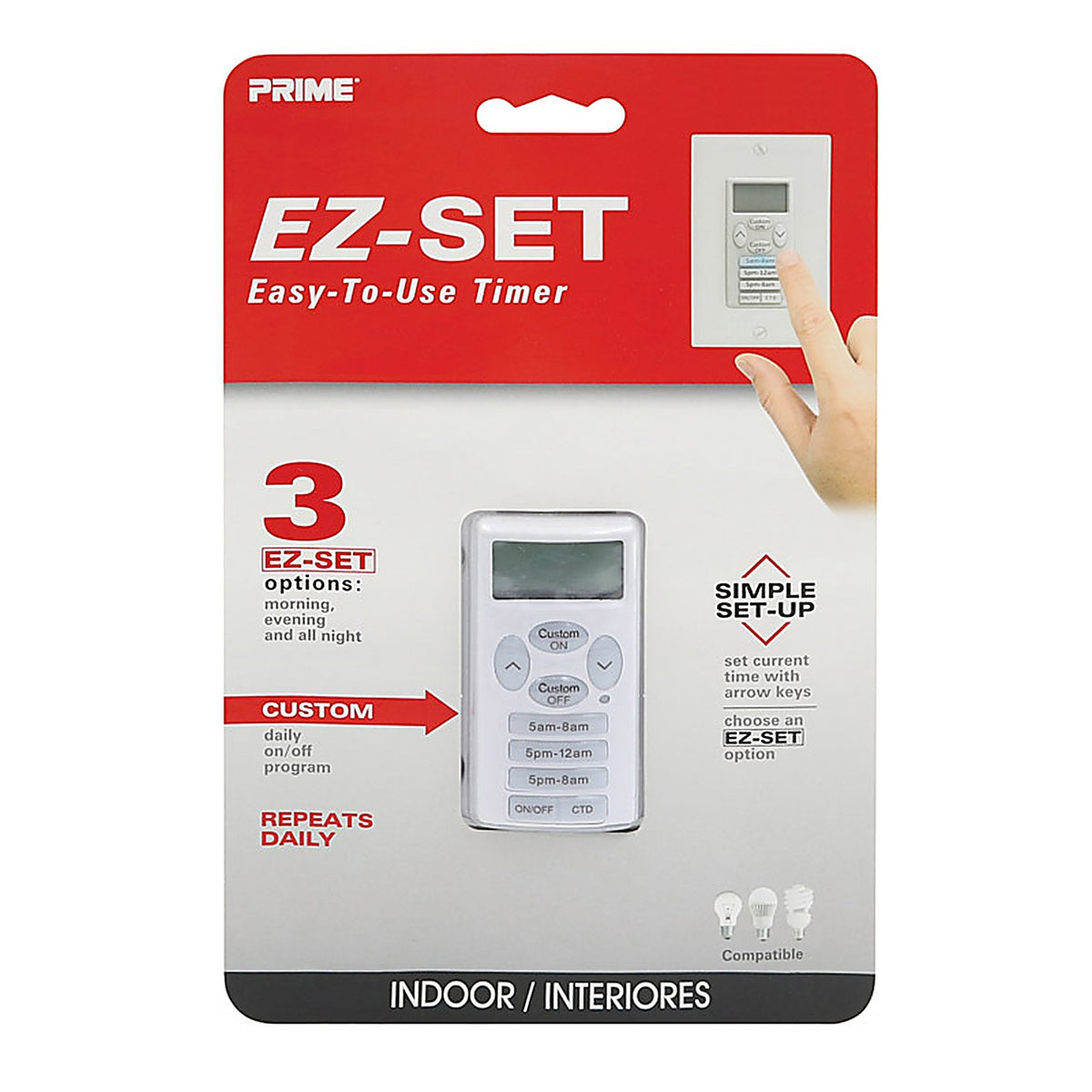 Prime TNIWP-RC EZ-SET Indoor Digital In Wall Timer White