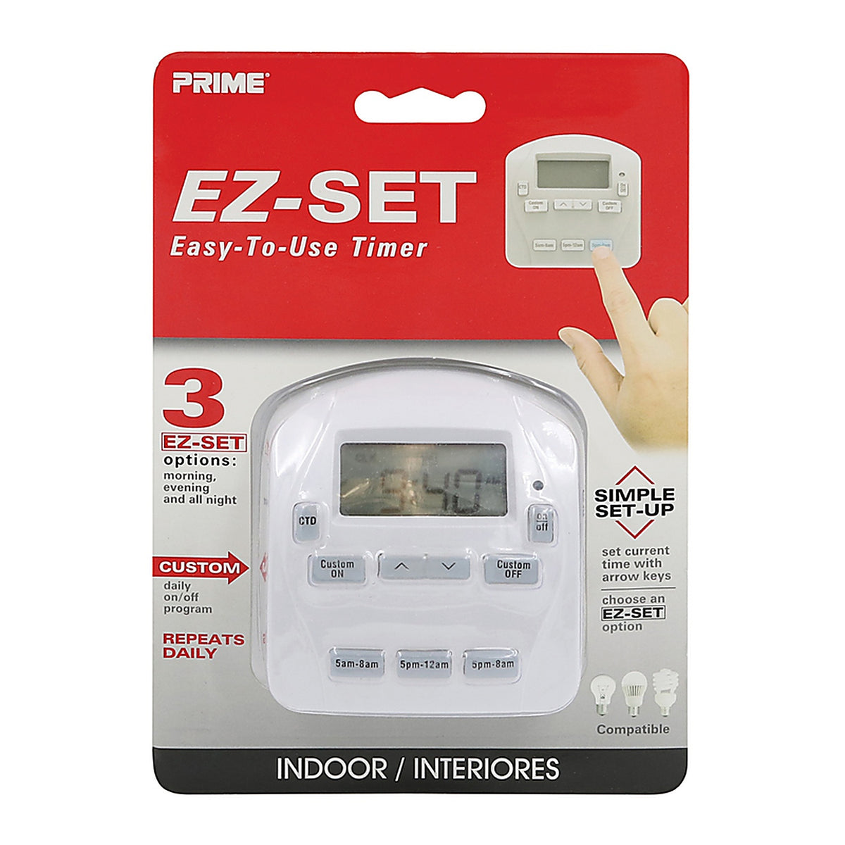 Prime TNIDP12-RC EZ-Set Indoor Digital Timer 125 volt White