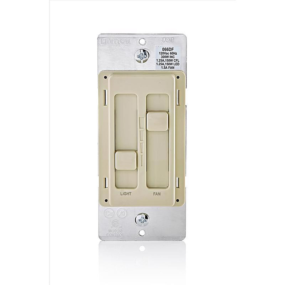 Leviton 66DF-I Decora SureSlide Ivory Fan/LED Dimmer Slide Switch 1/Pack