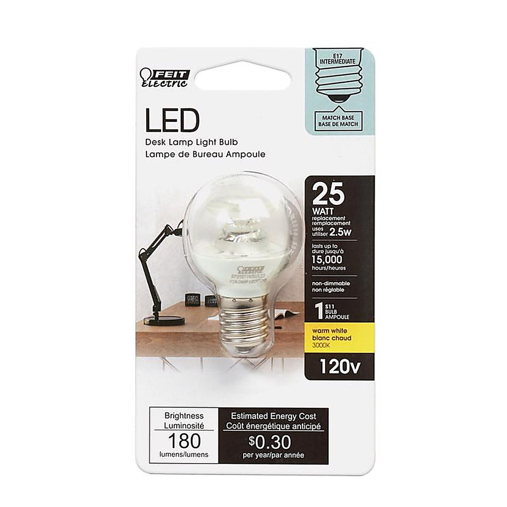 Feit Electric BP25S11N/SU/LED S11 E17 (Intermediate) LED Bulb Warm White 25 W 1 pk