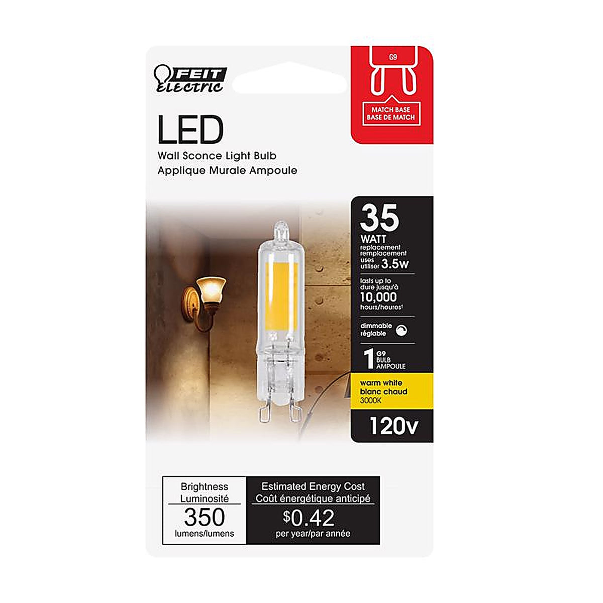 Feit Electric BP35G9/830/LED G9 G9 LED Bulb Warm White 35 W 1 pk