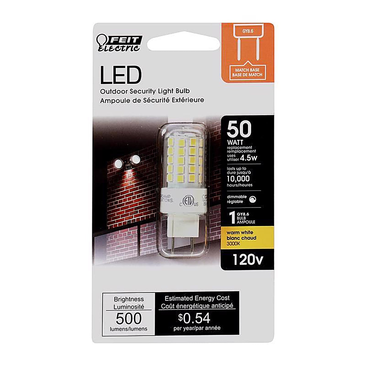 Feit Electric BP50G8.6/830LED GY8.6 GY8.6 LED Bulb Warm White 50 W 1 pk