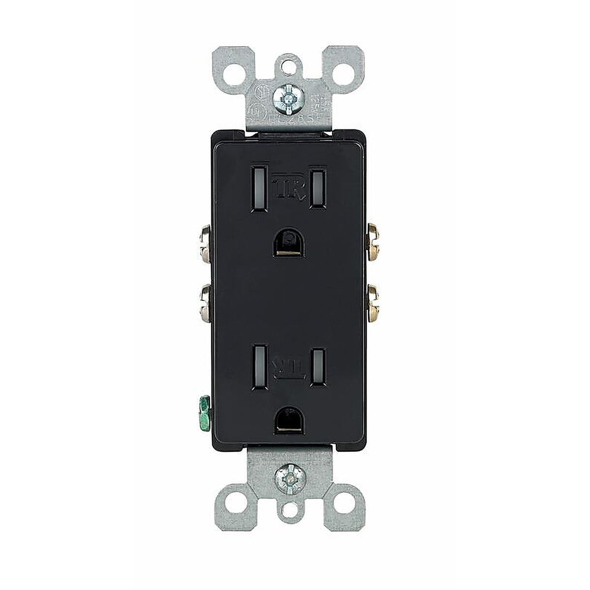 Leviton - T5325-DE - Decora 15 Amps 125 V Duplex Black Outlet 5-15R 1 Pack