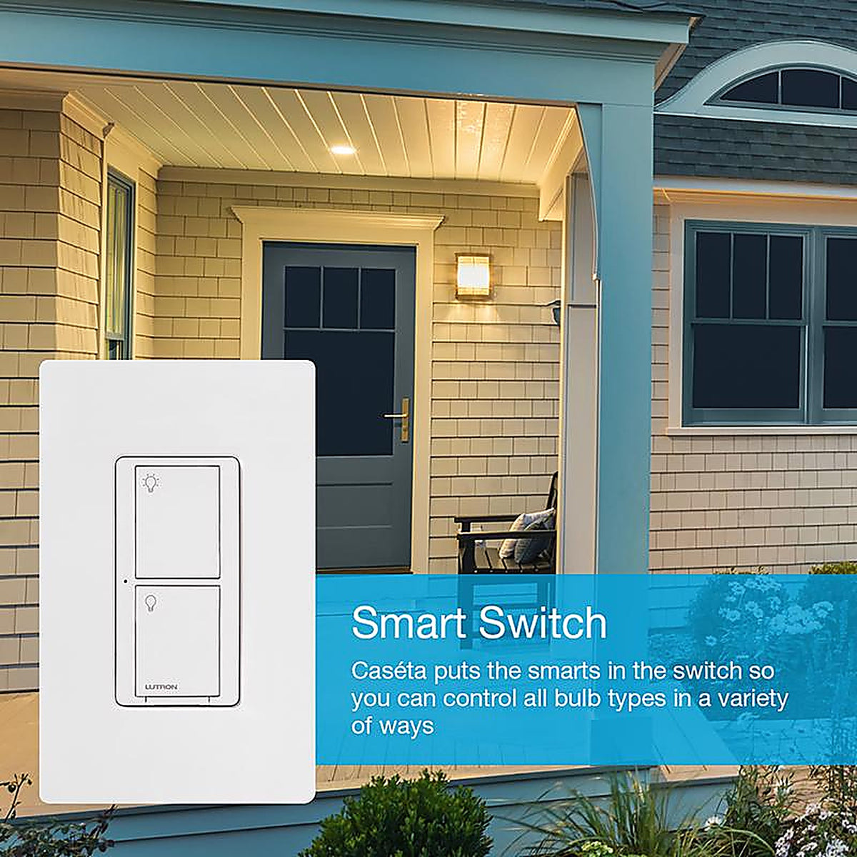 Lutron - PD-5ANS-WH-R - Caseta 5 Amps Single Pole Wireless Smart-Enabled Rocker Switch White 1 Pack