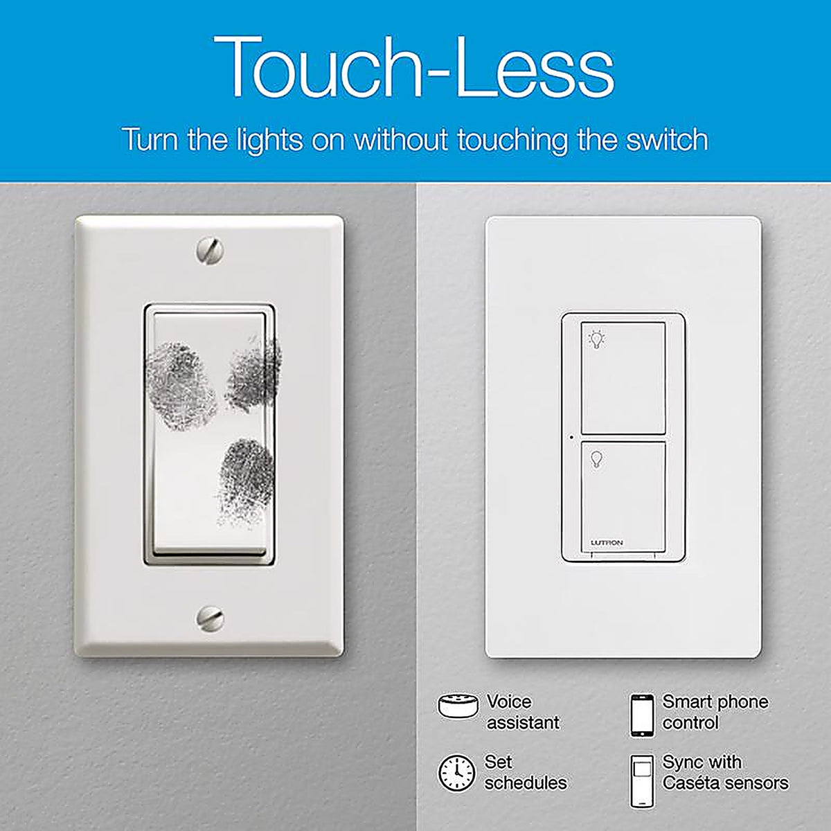 Lutron - PD-5ANS-WH-R - Caseta 5 Amps Single Pole Wireless Smart-Enabled Rocker Switch White 1 Pack