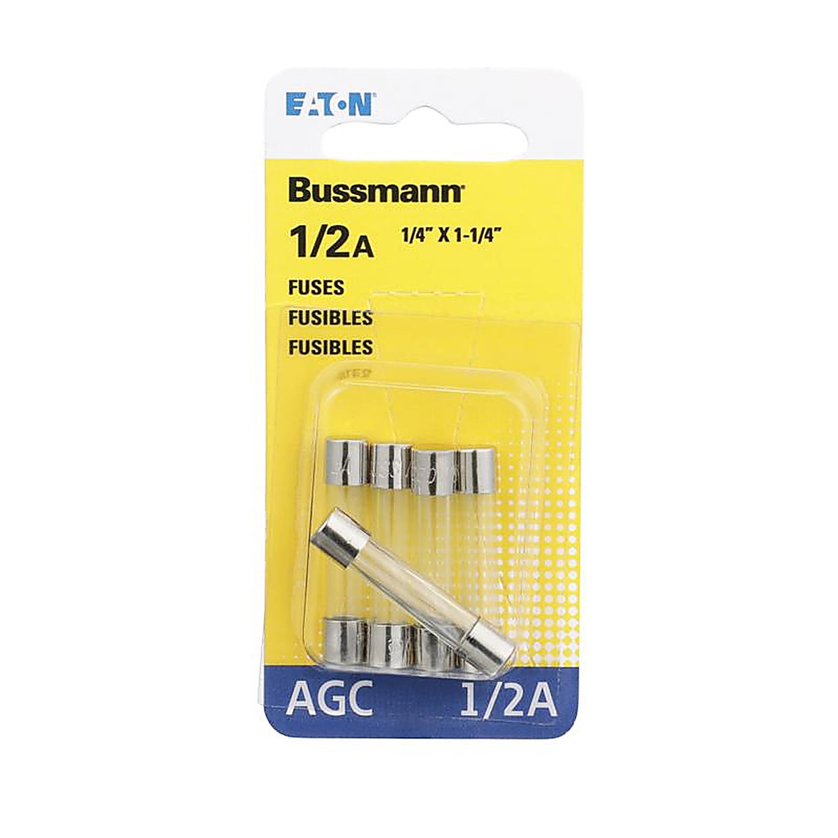 Bussmann BP/AGC-1/2-RP 0.5 amps Fast Acting Glass Fuse 5/Pack