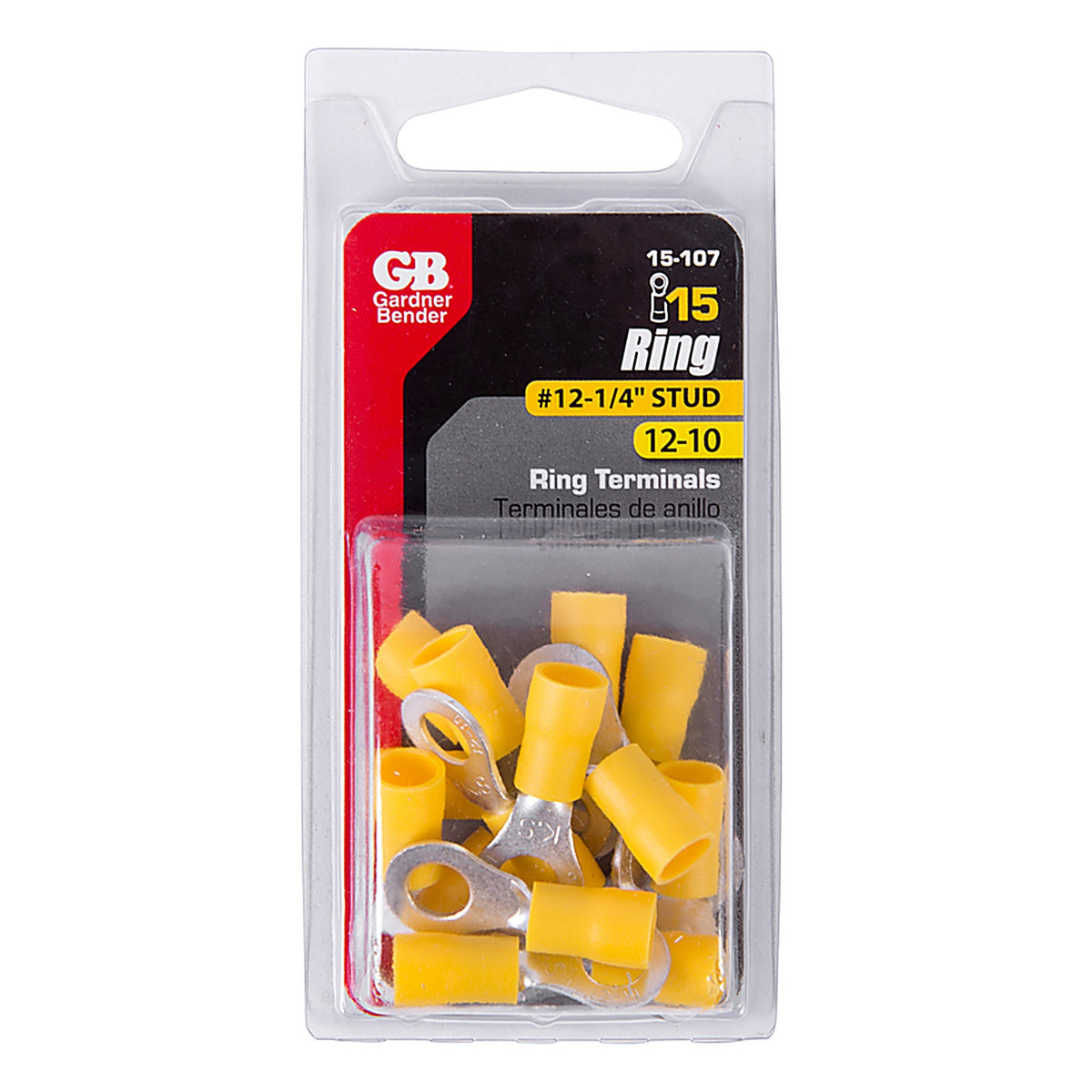 Gardner Bender 15-107 12-10 Ga. Insulated Ring Terminal Yellow 15/Pack