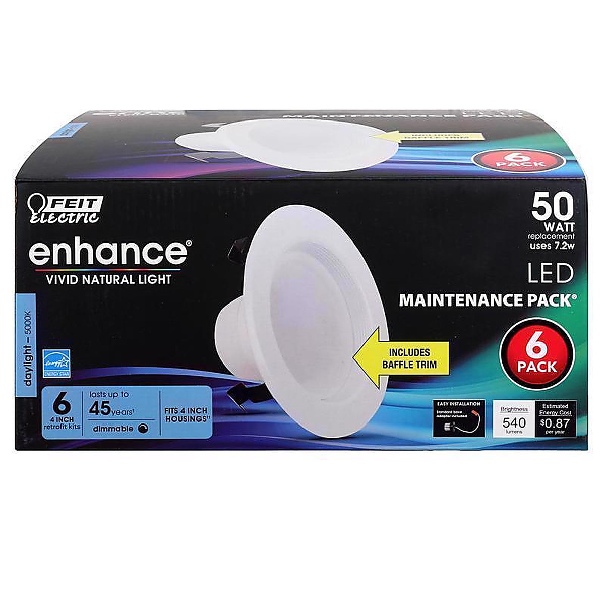 Feit Electric LEDR4B950CAMP6 Enhance Daylight 4 in. W LED Dimmable Recessed Downlight 7.2 W