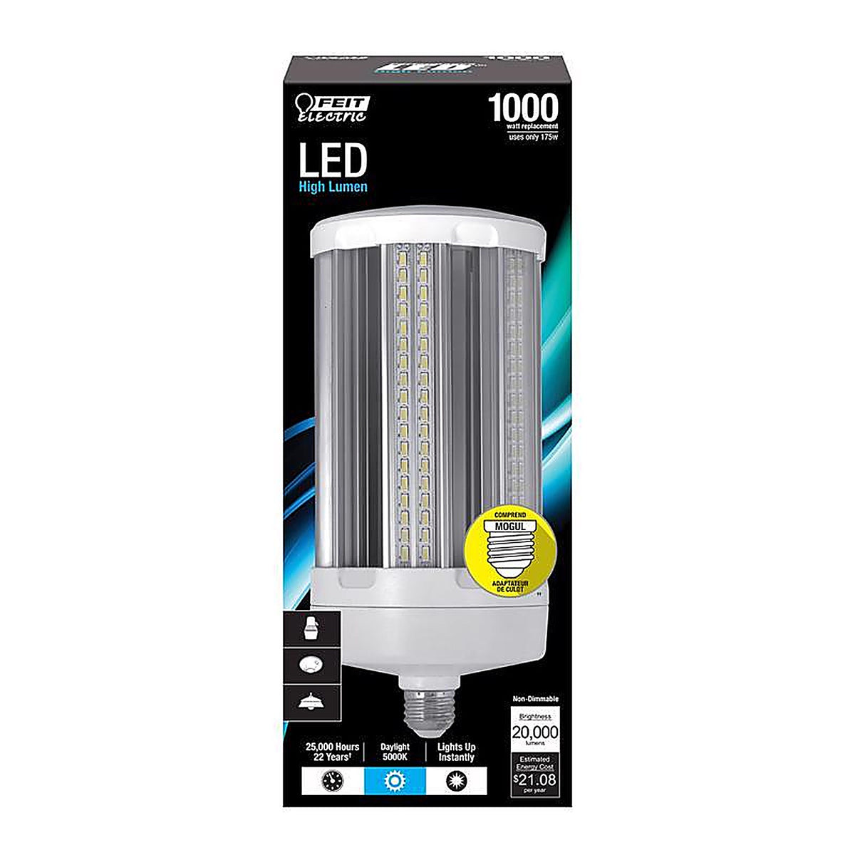 Feit Electric C20000/5K/LED Cylinder E26 (Medium) LED Bulb Natural Light 1000 W 1 pk