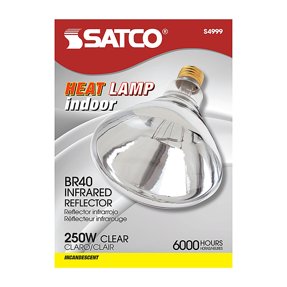 Satco - S4999 - 250 W Br40 Heat Lamp Incandescent Bulb E26 (Medium) Warm White 1 Pack